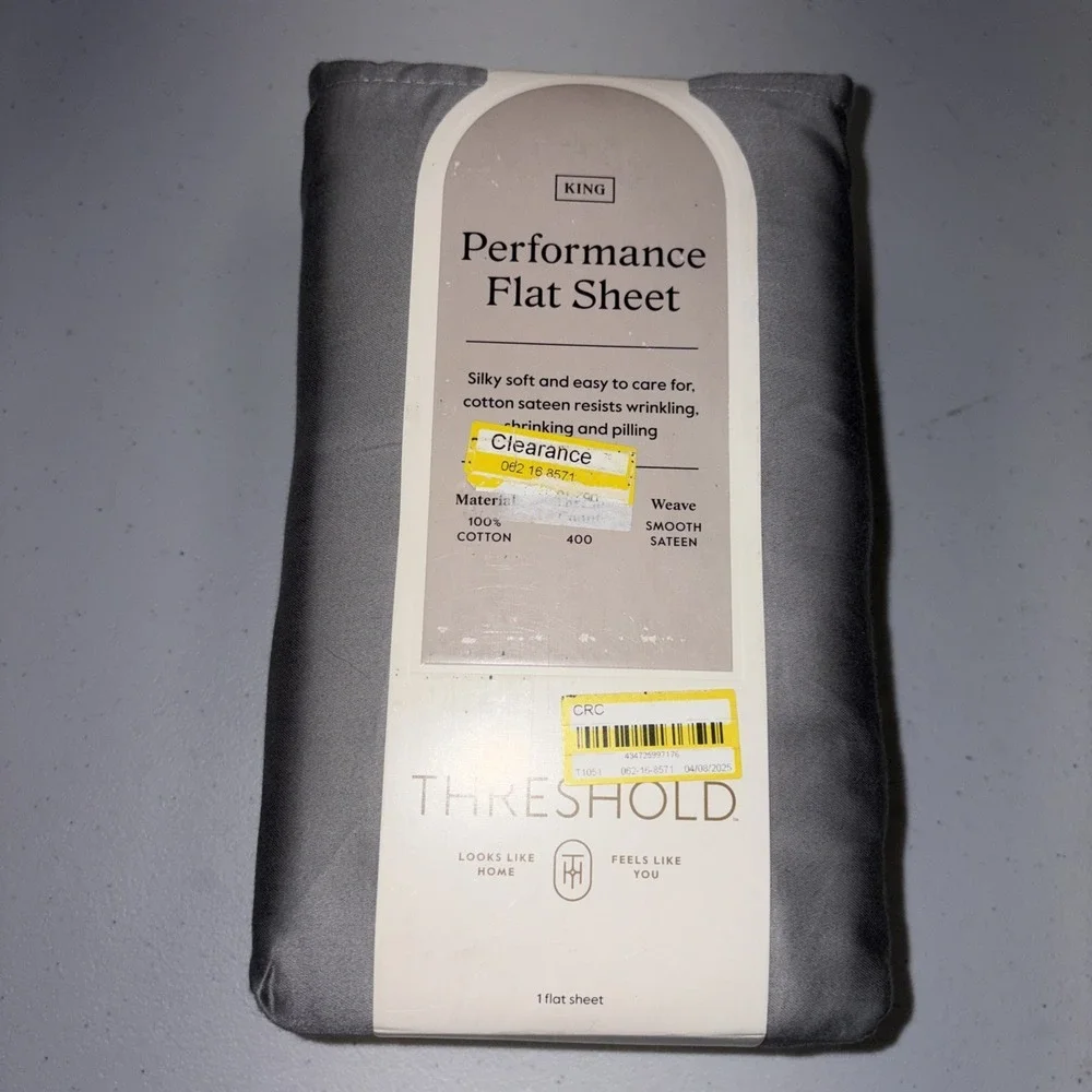Threshold KING Performance Flat Sheet Cotton Sateen Cream 400 Thread Count NEW